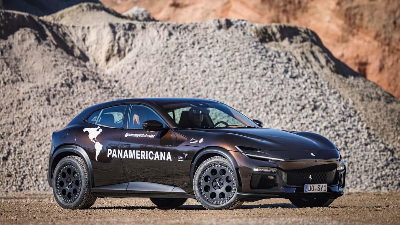 Ferrari Purosangue enfrenta desafio off-road na rodovia Pan-americana