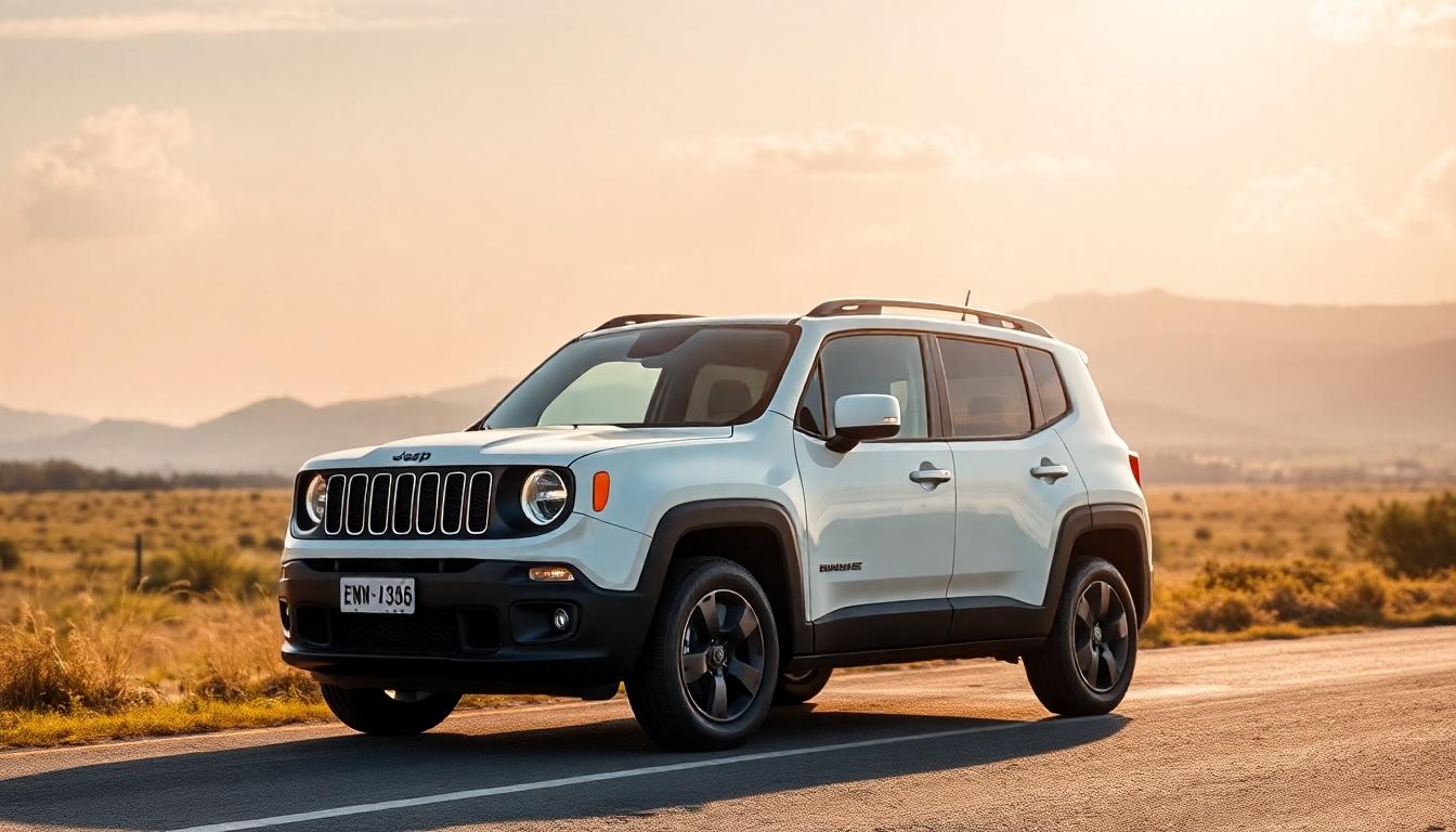 SUVs Jeep Renegade, Compass e Commander em exposição com destaque para tecnologia híbrida