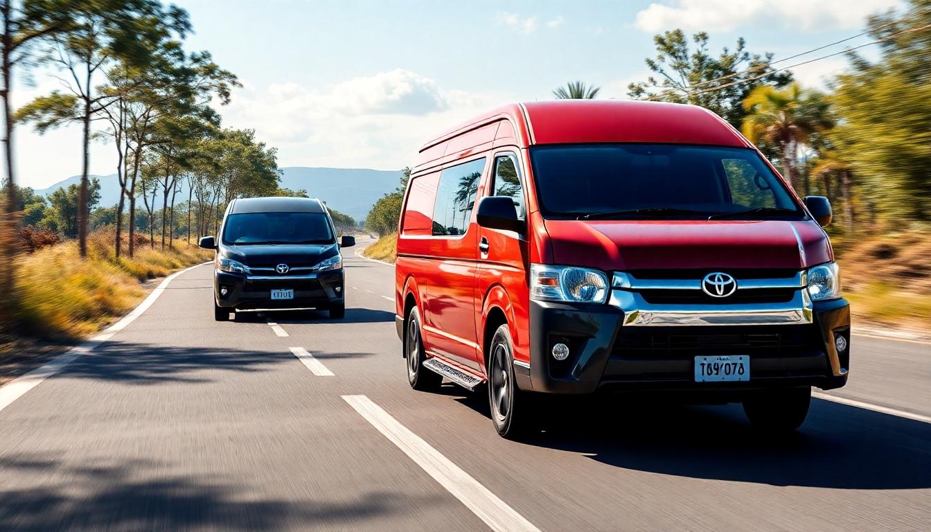 Nova van comercial Toyota com motor Hilux em exposição